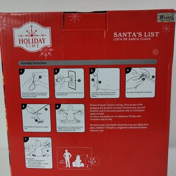Holiday Time Santa´s List Gifts Christmas Inflatable 4...